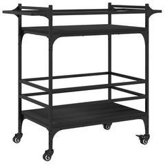 Kitchen Trolley Black 32.3x15.7x30.9 Engineered Wood