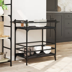 Kitchen Trolley Black 32.3x15.7x30.9 Engineered Wood