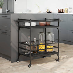 Kitchen Trolley Black 32.3x15.7x30.9 Engineered Wood