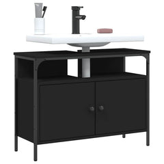 Bathroom Sink Cabinet Black Engineered wood, powder-coated steel