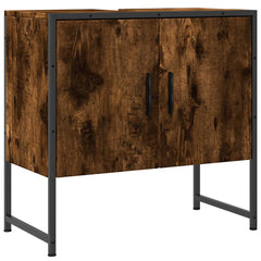 Bathroom Sink Cabinet Smoked Oak Engineered Wood, Powder-Coated Steel
