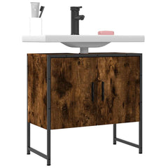 Bathroom Sink Cabinet Smoked Oak Engineered Wood, Powder-Coated Steel