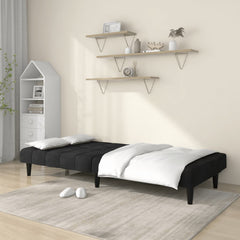 Sofa Bed Black Velvet (100% polyester), wood, plastic 2-Seater