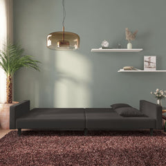 Sofa Bed Black Velvet Velvet (100% polyester), Wooden Frame, Plastic