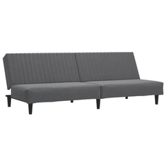 Sofa Bed Dark Grey Velvet, Wood 2-seater Convertible