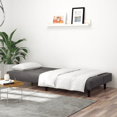 Sofa Bed Dark Grey Velvet, Wood 2-seater Convertible
