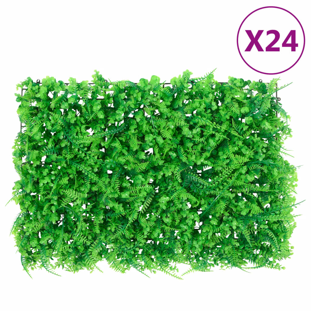 Artificial Fern Leaf Fence Set of 24 Green Polyethylene (PE) L