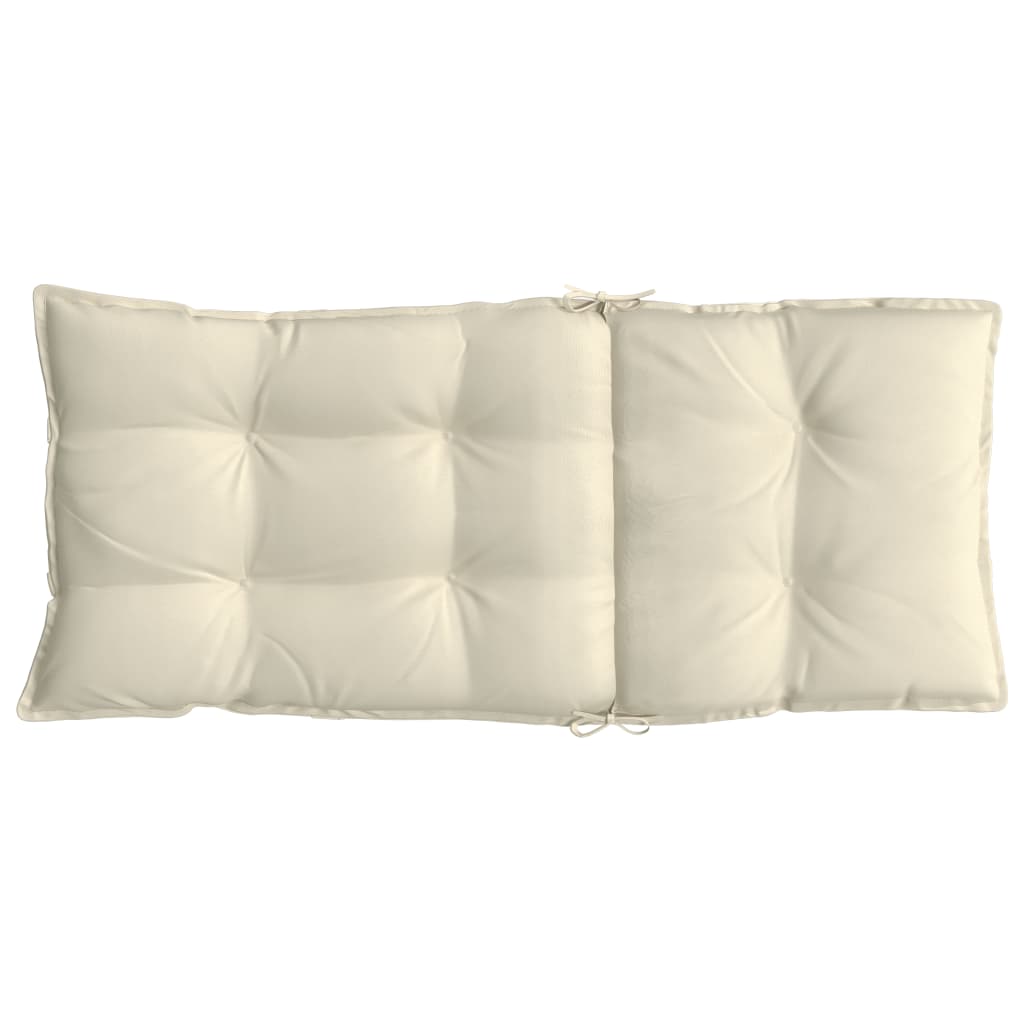 Cream Oxford fabric highback chair cushions in a pack of four, featuring non-slip straps.