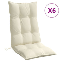 Cream highback chair cushions in Oxford fabric, set of six, with non-slip features.