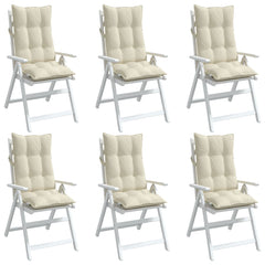 Cream highback chair cushions in Oxford fabric, featuring non-slip straps and plush filling.