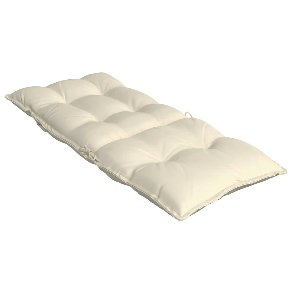 Cream highback chair cushions made of Oxford fabric, set of six, with non-slip features.