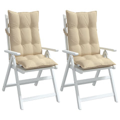 Beige highback chair cushions in Oxford fabric with soft filling, set of two.