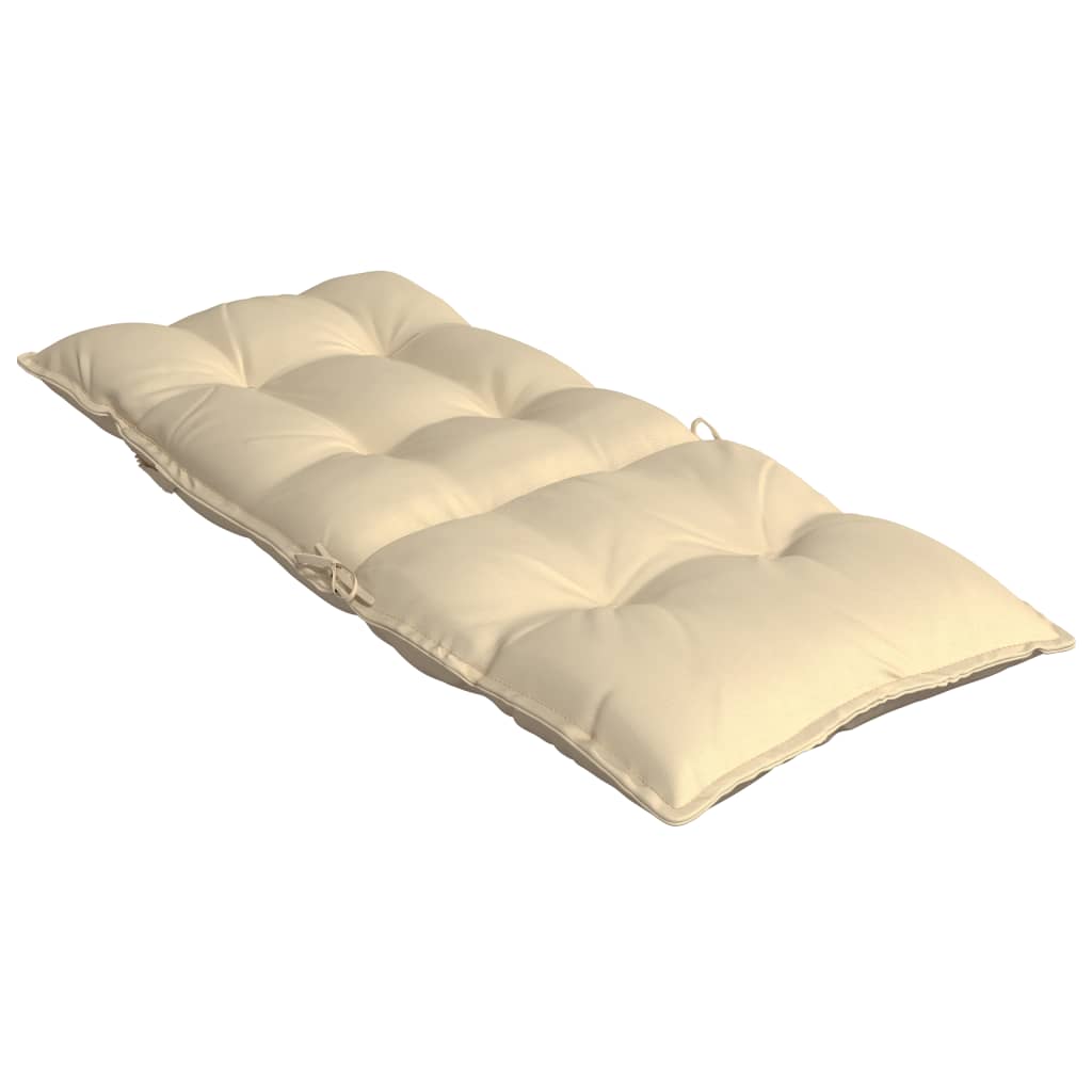 Beige highback chair cushions in Oxford fabric with soft filling and non-slip straps, set of 2.