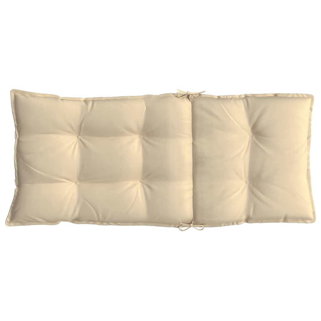 Beige highback chair cushions made of water-resistant Oxford fabric, set of two.