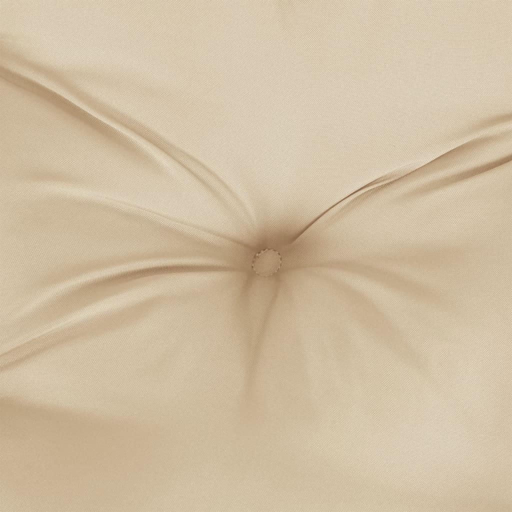 Beige Oxford fabric highback chair cushion with central button tufting and soft texture.