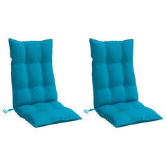 Light blue highback chair cushions in Oxford fabric, featuring non-slip straps, 2-pack.