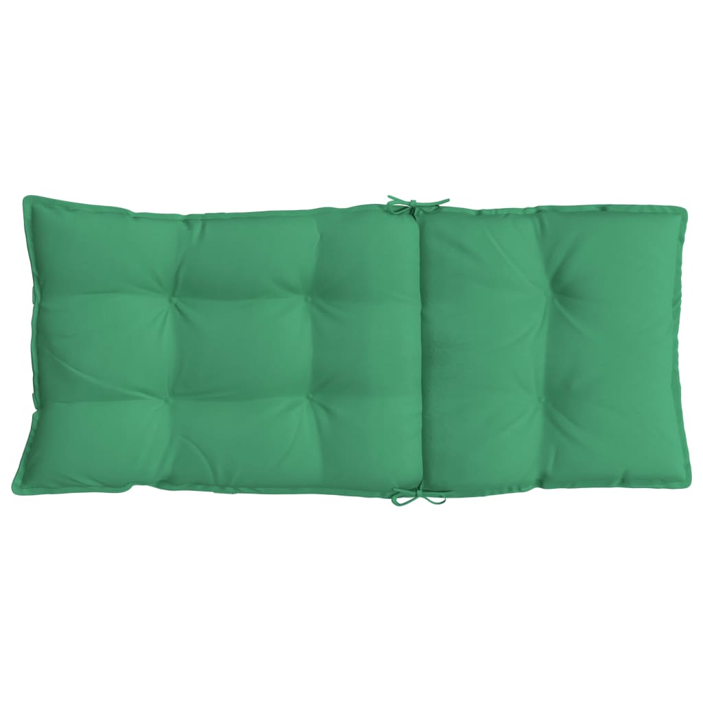 Green Oxford fabric highback chair cushions in a 6-pack with soft filling and non-slip straps.