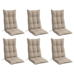 Highback Chair Cushion Set of 6 Taupe
