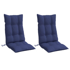 Navy blue highback chair cushions made of durable, water-resistant Oxford fabric, set of 2.