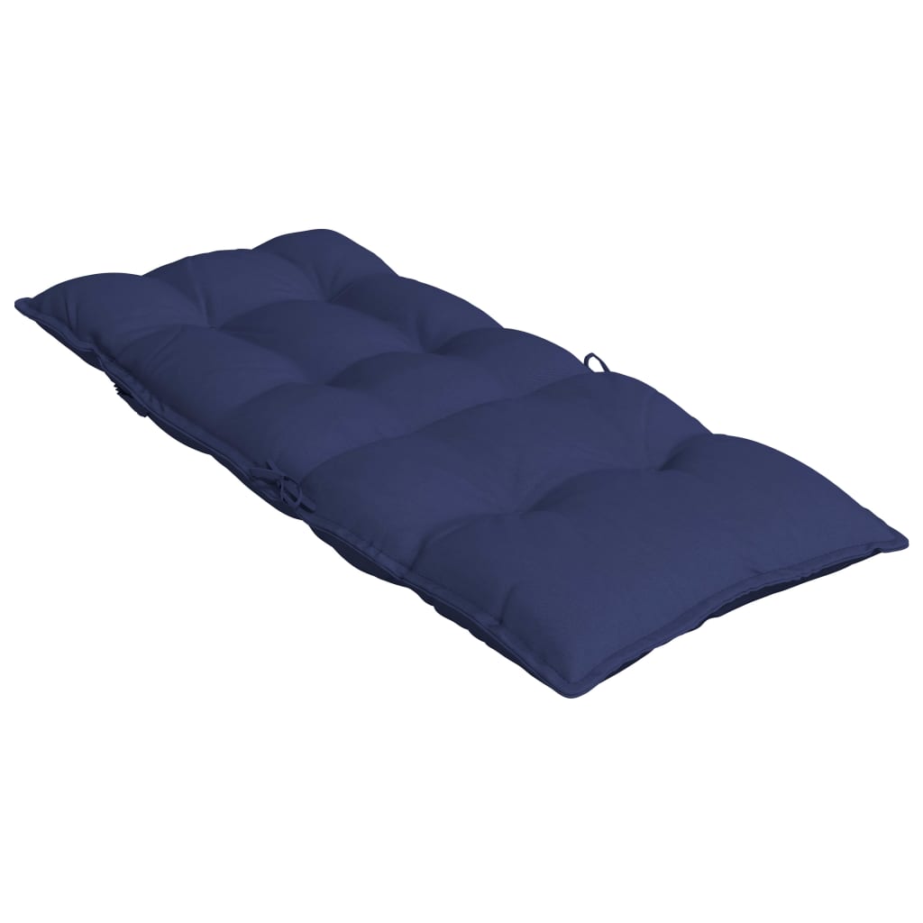 Navy blue highback chair cushions made of durable Oxford fabric, featuring non-slip straps.