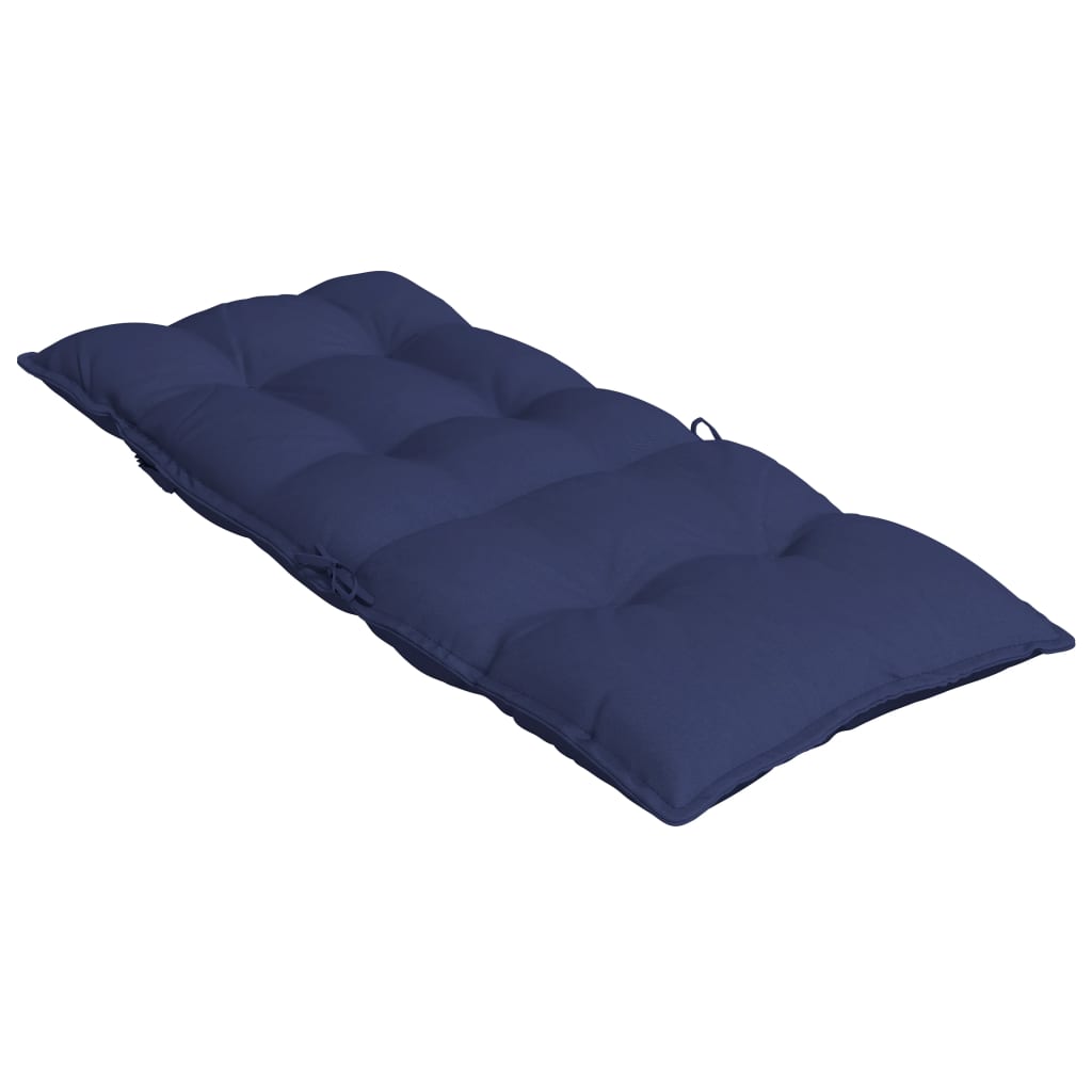 Navy blue highback chair cushions in a 6-pack, made from durable Oxford fabric.