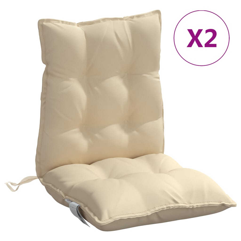 Beige outdoor chair cushions in Oxford fabric, featuring non-slip straps and soft filling.