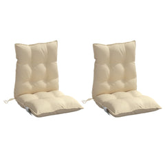 Beige lowback chair cushions in Oxford fabric, featuring non-slip ropes and elastic straps.