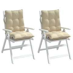 Beige outdoor chair cushions in Oxford fabric, featuring non-slip straps and soft filling.