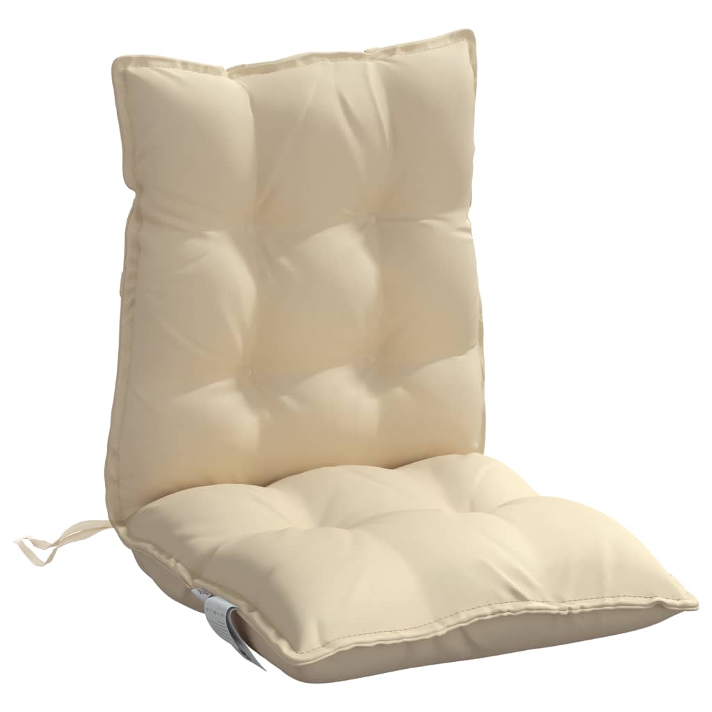 Beige lowback chair cushions in Oxford fabric, featuring non-slip straps and soft filling.