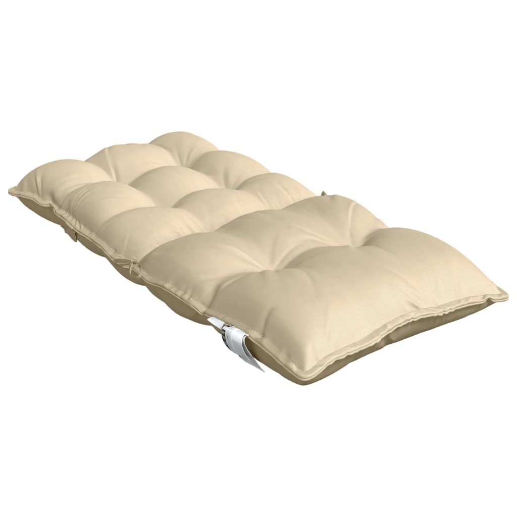 Beige lowback chair cushions in Oxford fabric, featuring non-slip ropes and elastic straps.