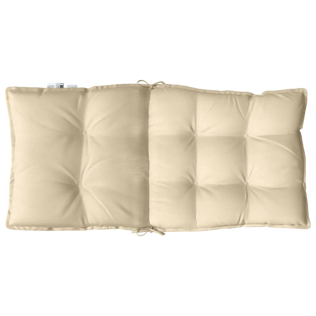Beige lowback chair cushions in Oxford fabric, featuring non-slip straps for secure seating.