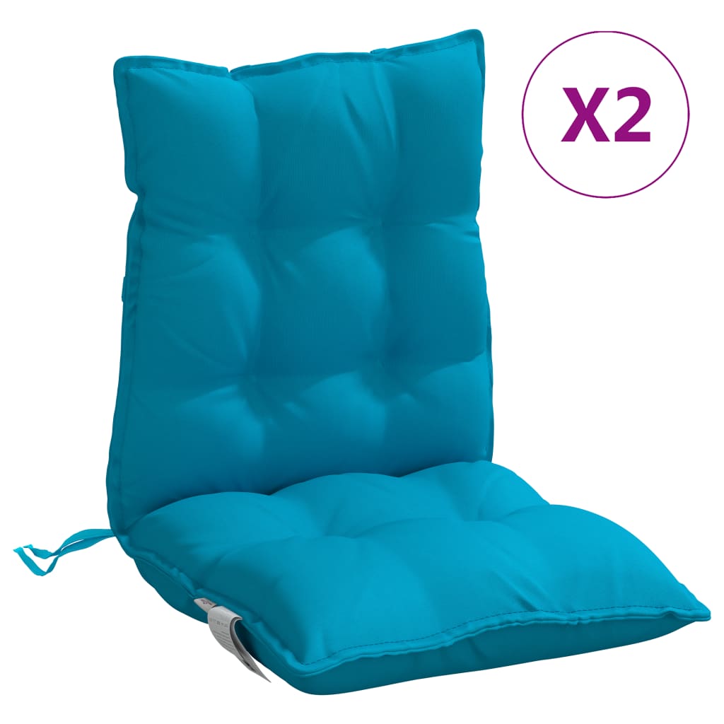 Light blue lowback chair cushions in Oxford fabric, soft filling, and non-slip straps.