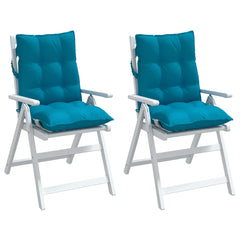 Light blue lowback chair cushions made of durable Oxford fabric, soft and water-resistant.