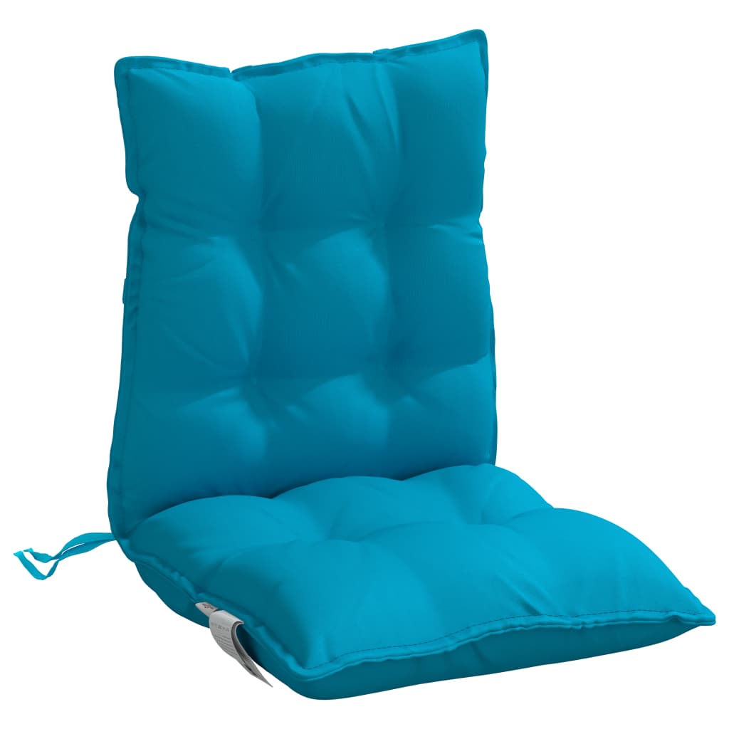 Light blue lowback chair cushions made of durable Oxford fabric, soft filling, and non-slip straps.