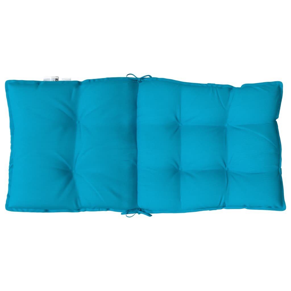 Light blue lowback chair cushions made of durable Oxford fabric, soft filling, and secure straps.