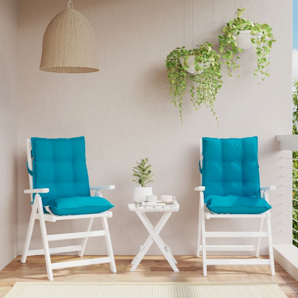 Light blue lowback chair cushions in Oxford fabric, soft and water-resistant, 2-pack.
