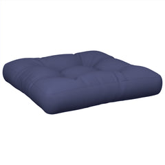 Navy blue polyester pallet cushion with tufted design, 19.7x19.7x4.7 inches size.