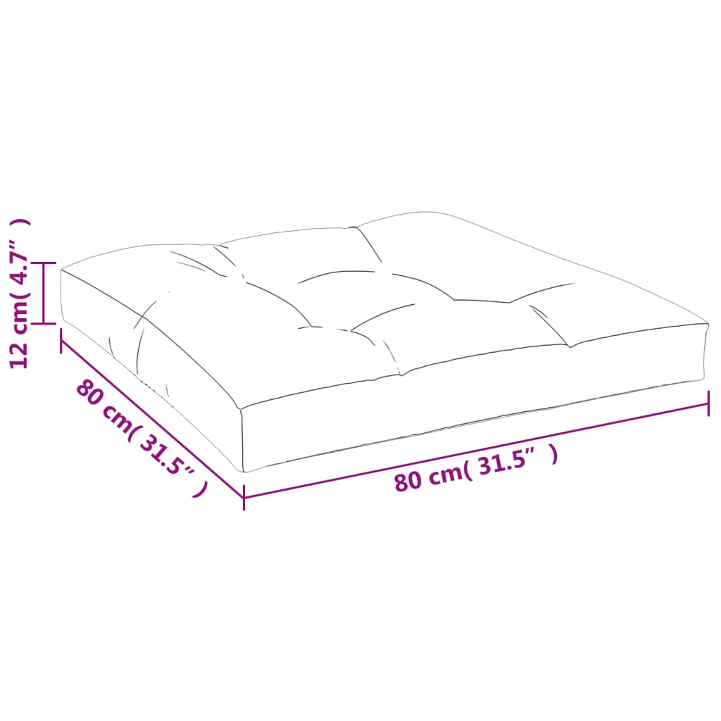 Navy blue outdoor pallet cushion made of water-repellent polyester, 31.5 inches square.