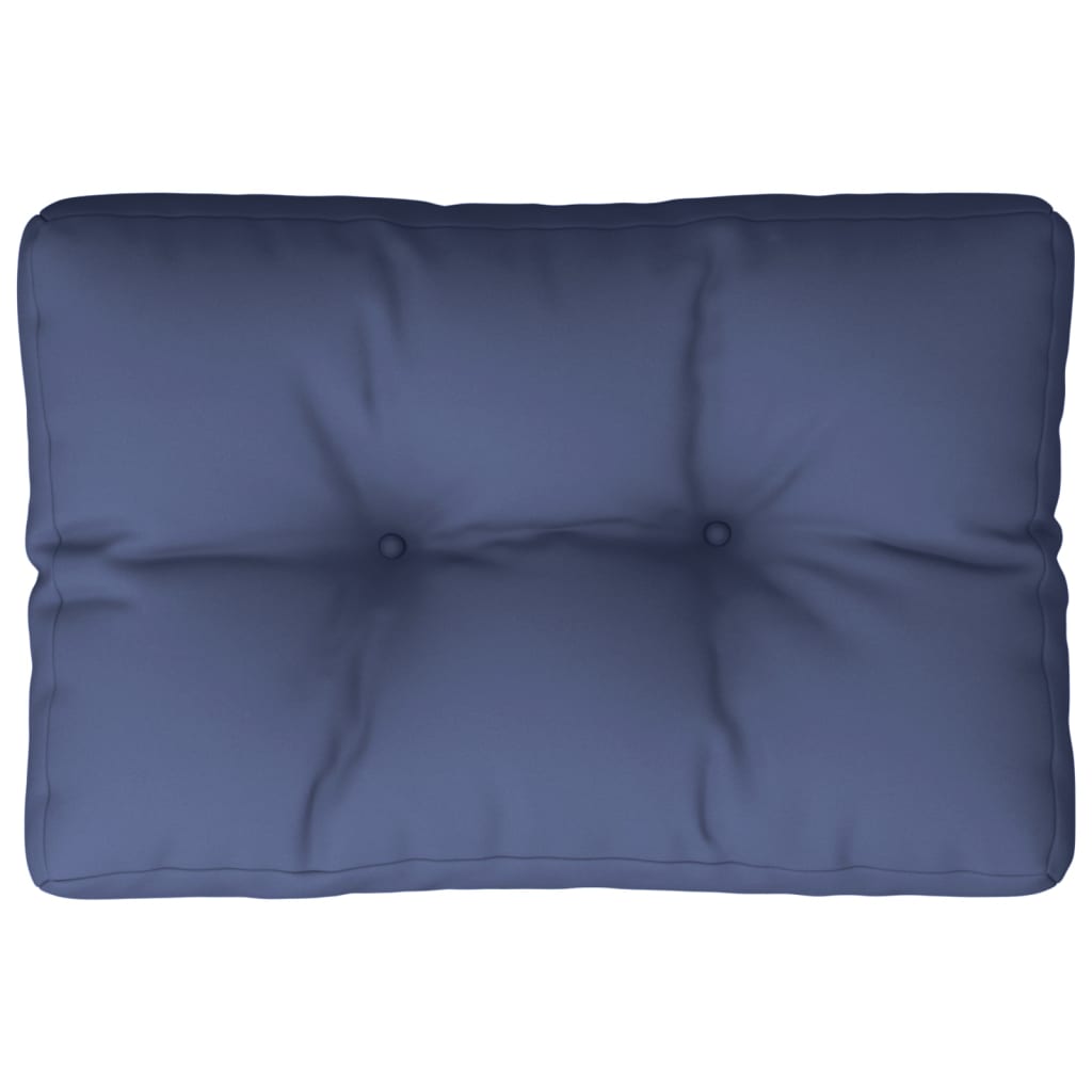 Navy blue pallet cushion made of water-resistant polyester with soft PP hollow fiber filling.