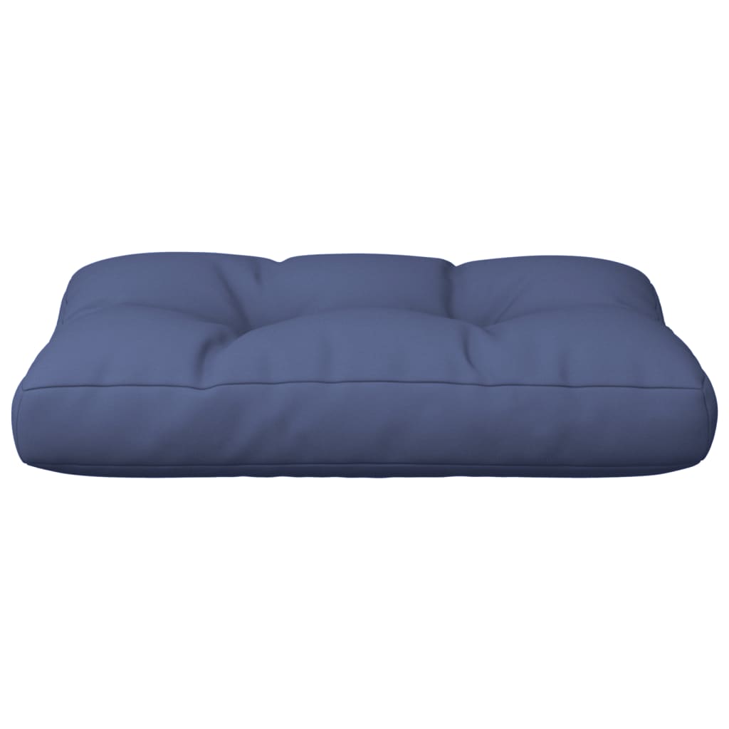 Navy blue pallet cushion made of water-resistant polyester with soft PP hollow fiber filling.