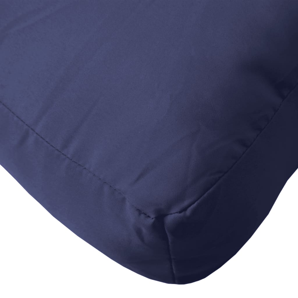 Navy blue pallet cushion made of water-resistant polyester with soft PP hollow fiber filling.