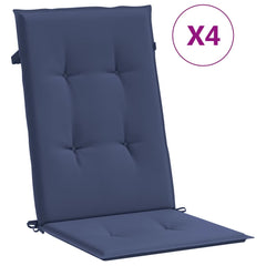 Highback Chair Cushions 4 pcs Navy Blue Fabric