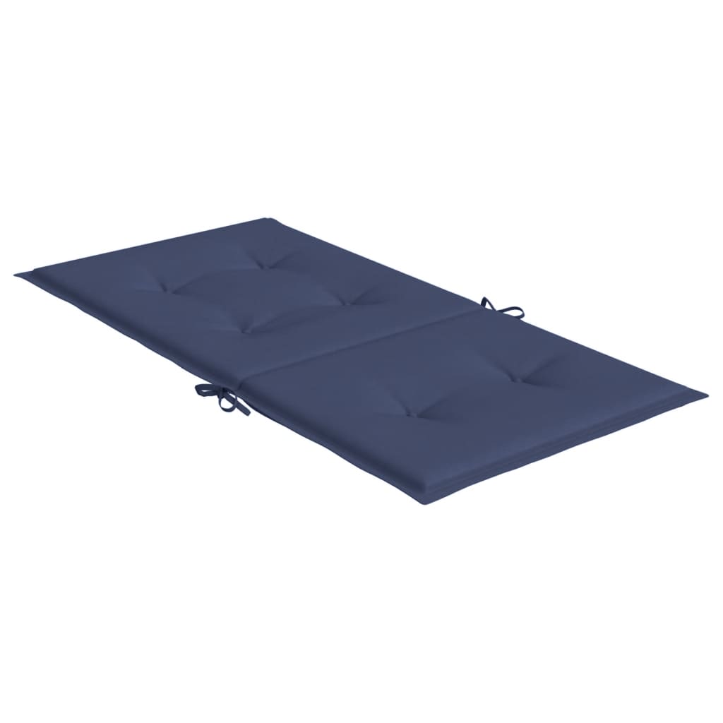 Navy blue lowback chair cushions in a 4-pack made of UV-resistant polyester fabric.