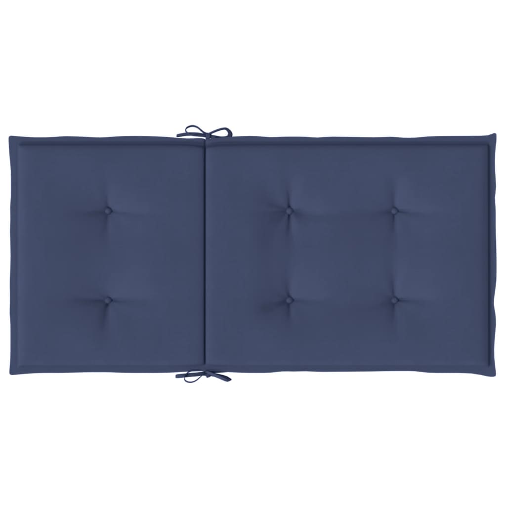 Navy blue lowback chair cushions in a 4-pack made of durable polyester fabric.