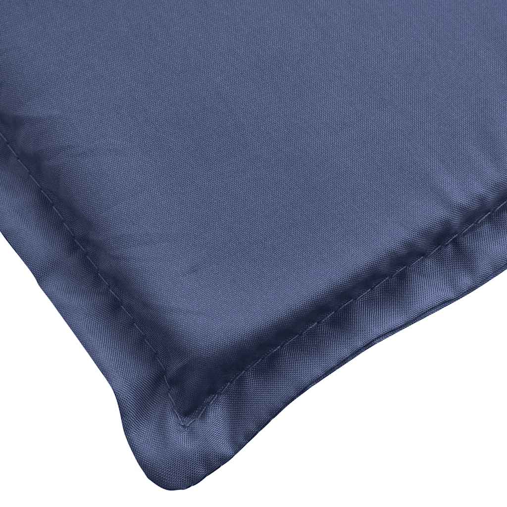 Navy blue water-resistant sun lounger cushion with soft foam filling and matching head pillow.