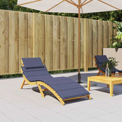 Navy blue sun lounger cushion made of water-resistant Oxford fabric with a matching head pillow.