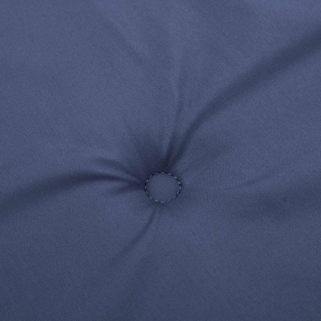 Navy blue cushion made of water-resistant Oxford fabric for deck chairs, featuring elastic straps.