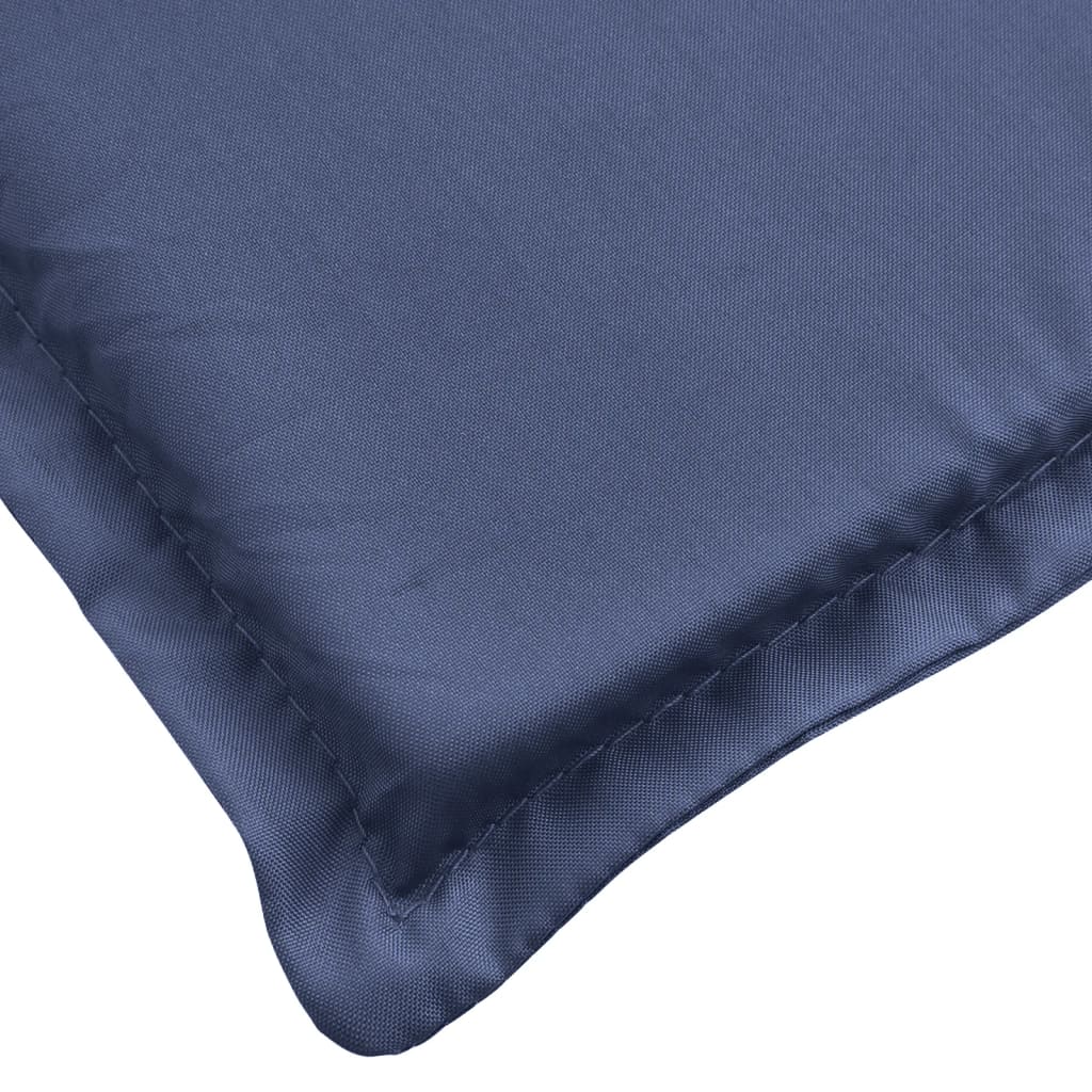 Navy blue water-resistant sun lounger cushion with non-slip design and soft foam fiber filling.