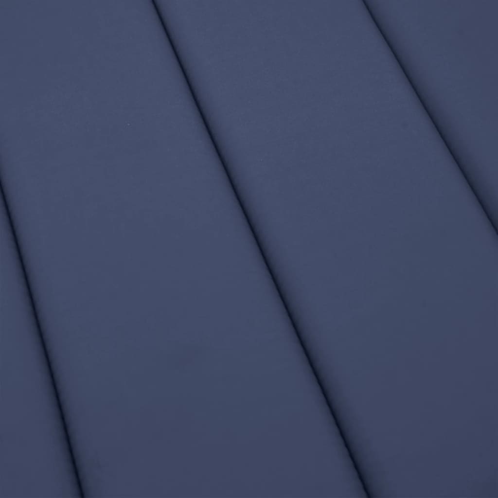 Navy blue water-resistant sun lounger cushion made of Oxford fabric with foam fiber filling.
