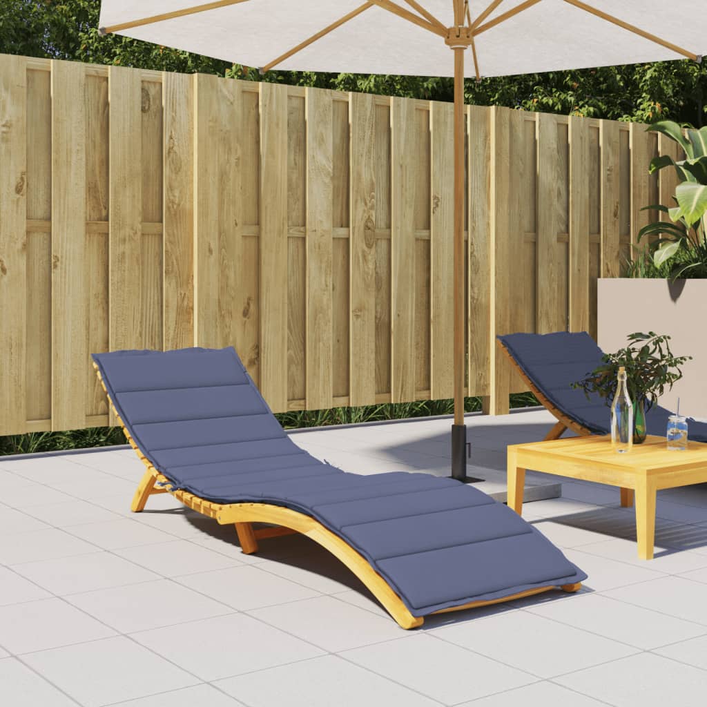 Navy blue Oxford fabric sun lounger cushion with water-resistant and non-slip features.